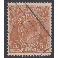 Australian  King George V  5d Brown   Wmk  C of A  Plate Variety 3R20